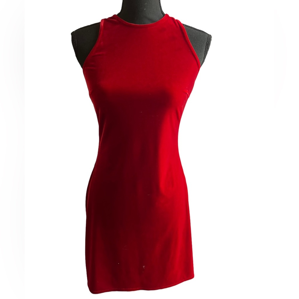 Roberta Vintage Red Velvet Mini Dress